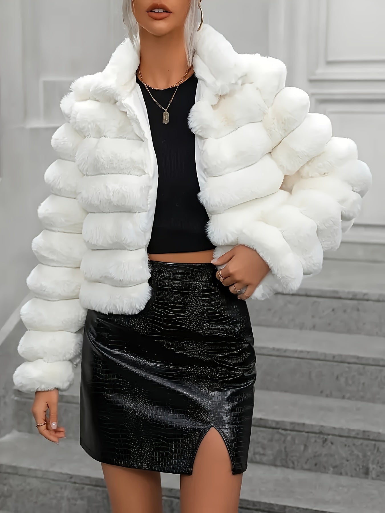 Autumn and winter new European and American imitation fur jacket short style for women, versatile and light luxury style