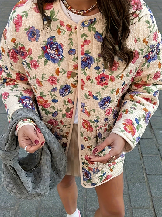 2024 Spring and Autumn Women's Street V-neck Loose Cardigan Fashion Printed Cotton Coat Jacket for Women